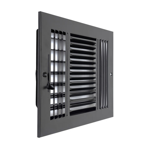 Fits 10x8 Duct Opening 3 Way Steel Air Supply Diffuser by Handua | Register Vent Cover Grill for Sidewall and Ceiling | Black | Outer Dimensions: 11.75" X 9.75"