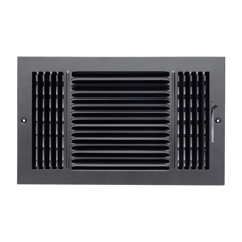 Fits 14x8 Duct Opening 3 Way Steel Air Supply Diffuser by Handua | Register Vent Cover Grill for Sidewall and Ceiling | Black | Outer Dimensions: 15.75" X 9.75"