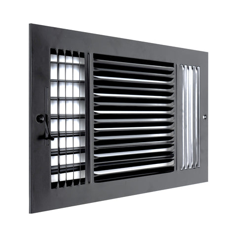 Fits 14x8 Duct Opening 3 Way Steel Air Supply Diffuser by Handua | Register Vent Cover Grill for Sidewall and Ceiling | Black | Outer Dimensions: 15.75" X 9.75"
