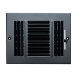 8x6 3-Way Black Steel Air Supply Register, Directional Register Vent Cover for Sidewall Or Ceiling