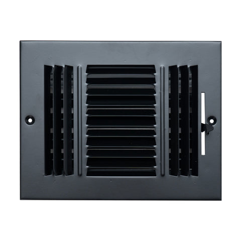 Fits 8x6 Duct Opening 3 WAY Steel Air Supply Diffuser by Handua | Register Vent Cover Grille for Sidewall and Ceiling | Black | Outer Dimensions: 9.75" X 7.75"