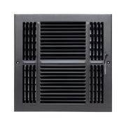 12 x 12-inch Black Steel flat stamped supply register, front view