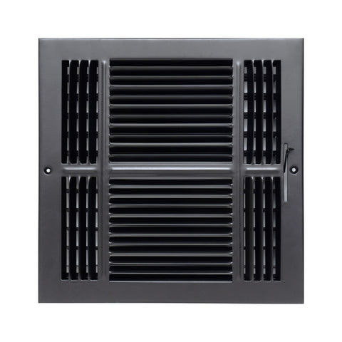 Fits 12x12 Duct Opening 4 Way Steel Air Supply Diffuser by Handua | Register Vent Cover Grill for Sidewall and Ceiling | Black | Outer Dimensions: 13.75" X 13.75"