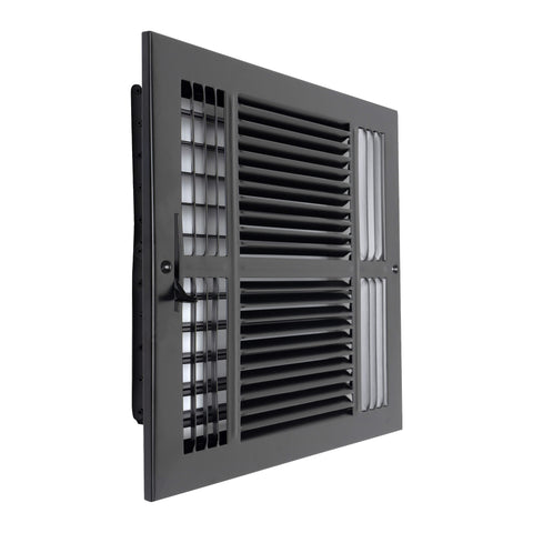 Fits 12x12 Duct Opening 4 Way Steel Air Supply Diffuser by Handua | Register Vent Cover Grill for Sidewall and Ceiling | Black | Outer Dimensions: 13.75" X 13.75"