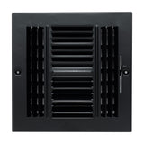 8x8 4-Way Black Steel Air Supply Register, Directional Register Vent Cover for Sidewall Or Ceiling
