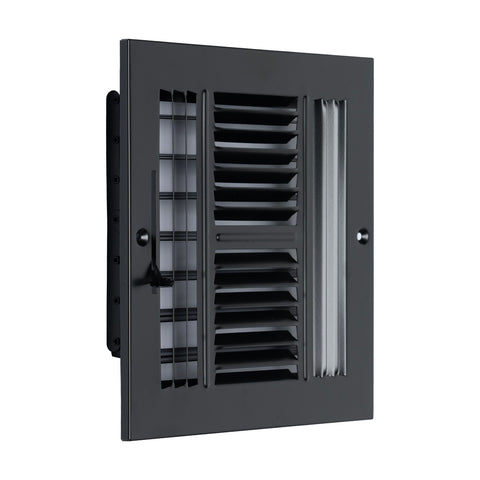 Fits 8x8 Duct Opening 4 Way Steel Air Supply Diffuser | Register Vent Cover Grille for Sidewall and Ceiling | Black | Outer Dimensions: 9.75" X 9.75"