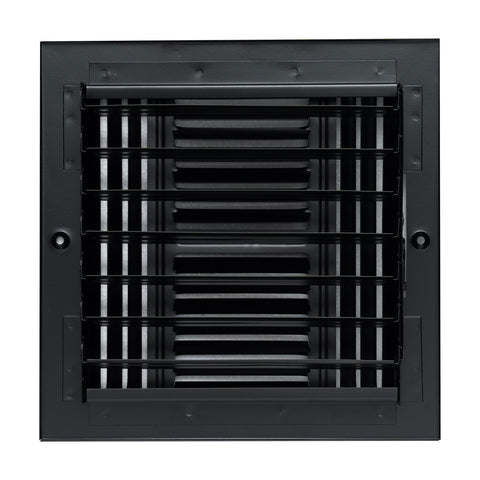 Fits 8x8 Duct Opening 4 Way Steel Air Supply Diffuser | Register Vent Cover Grille for Sidewall and Ceiling | Black | Outer Dimensions: 9.75" X 9.75"