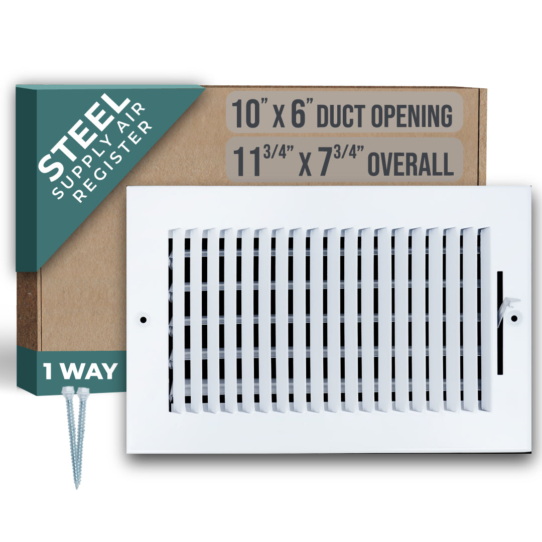 10 X 6 Duct Opening | 1 WAY Steel Air Supply Diffuser for Sidewall and Ceiling