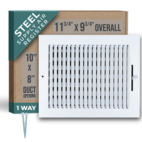 10 X 8 Duct Opening | 1 WAY Steel Air Supply Diffuser for Sidewall and Ceiling