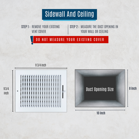 10 X 8 Duct Opening | 1 WAY Steel Air Supply Diffuser for Sidewall and Ceiling