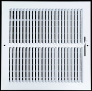 12 x 12-inch White Steel flat stamped supply register, front view
