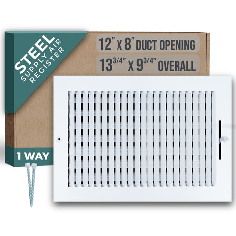12 X 8 Duct Opening | 1 WAY Steel Air Supply Diffuser for Sidewall and Ceiling