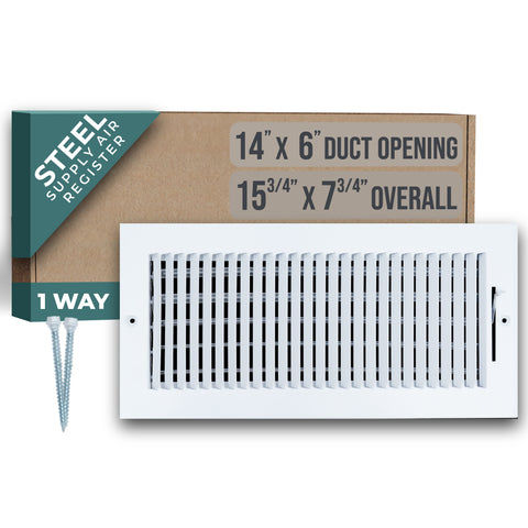 14 X 6 Duct Opening | 1 WAY Steel Air Supply Diffuser for Sidewall and Ceiling