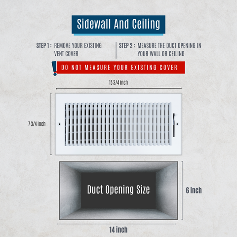 14 X 6 Duct Opening | 1 WAY Steel Air Supply Diffuser for Sidewall and Ceiling