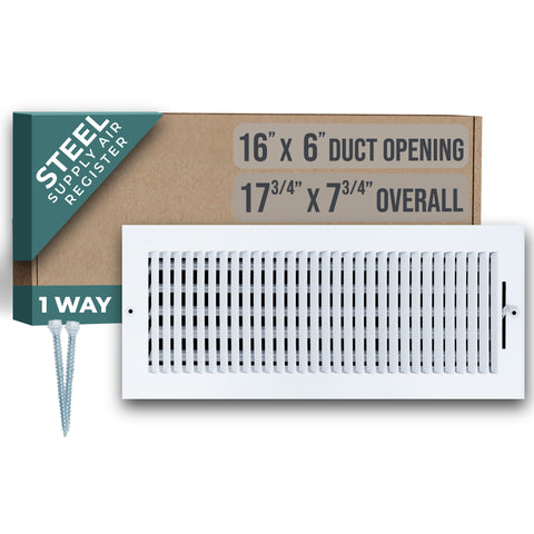 16 X 6 Duct Opening | 1 WAY Steel Air Supply Diffuser for Sidewall and Ceiling
