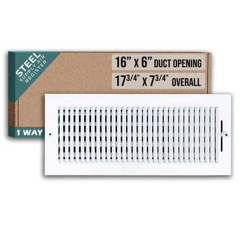 16 X 6 Duct Opening | 1 WAY Steel Air Supply Diffuser for Sidewall and Ceiling