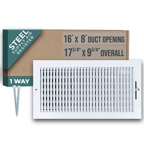 16 X 8 Duct Opening | 1 WAY Steel Air Supply Diffuser for Sidewall and Ceiling