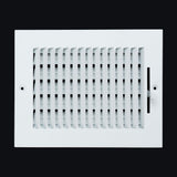 8x6 1-Way White Steel Air Supply Register, Directional Register Vent Cover for Sidewall Or Ceiling