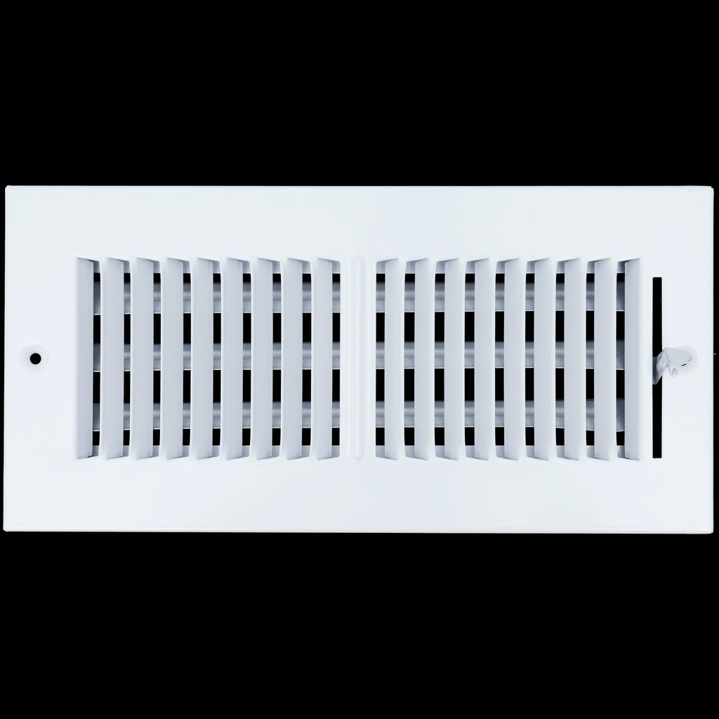 airgrilles 10 x 4 duct opening - 2 way steel air supply diffuser for sidewall and ceiling hnd-asg-wh-2way-10x4 764613097832 - 1