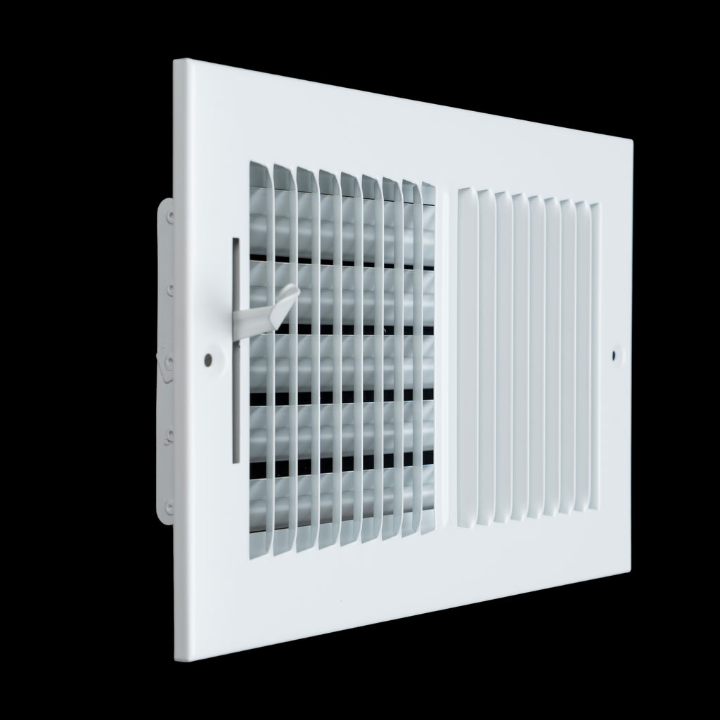 10x6 Duct Opening | 2 WAY Steel Air Supply Diffuser for Sidewall and Ceiling | White | Outer Dimension: 11-3/4"W X 7-3/4"H