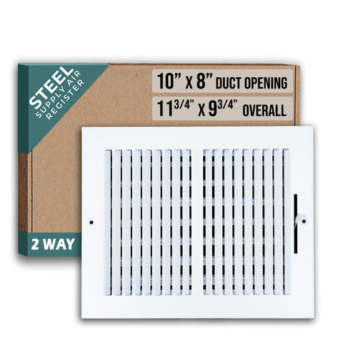 10 X 8 Duct Opening | 2 WAY Steel Air Supply Diffuser for Sidewall and Ceiling