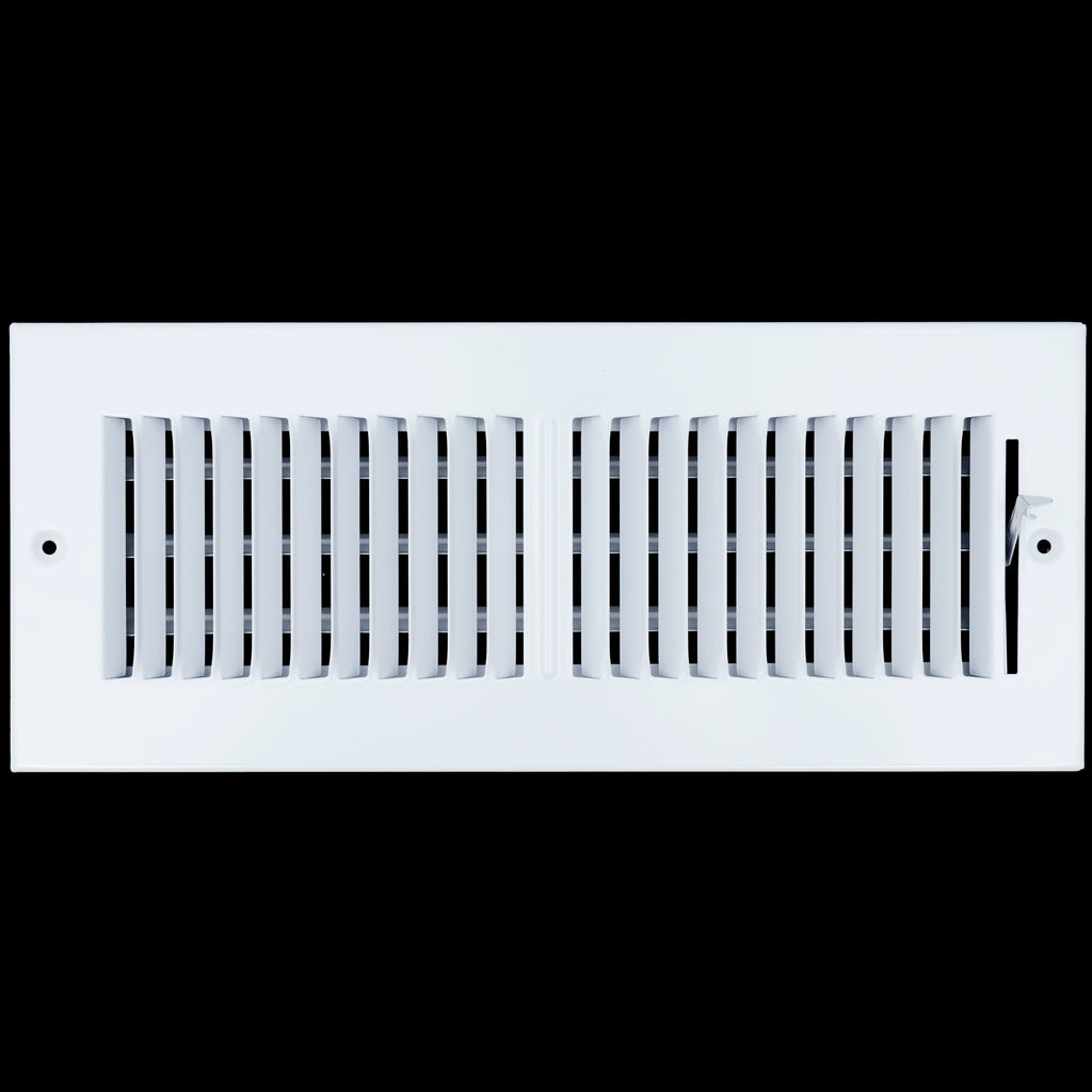 airgrilles 12 x 4 duct opening  -  2 way steel air supply diffuser for sidewall and ceiling hnd-asg-wh-2way-12x4 764613097726 - 1