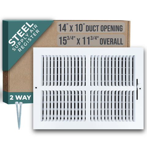 14 X 10 Duct Opening | 2 WAY Steel Air Supply Diffuser for Sidewall and Ceiling