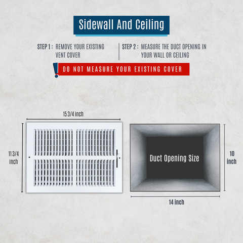 14 X 10 Duct Opening | 2 WAY Steel Air Supply Diffuser for Sidewall and Ceiling