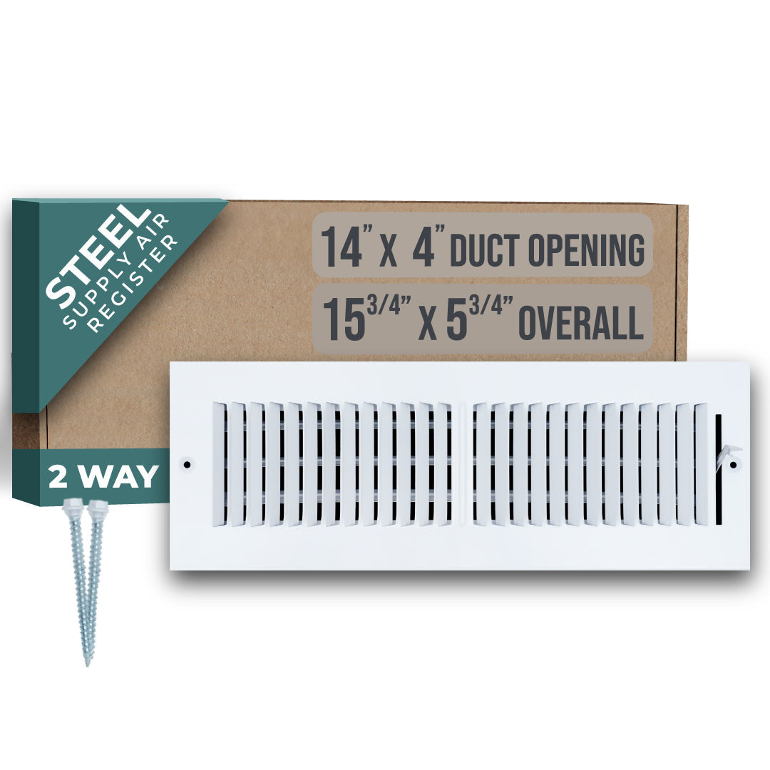 Steel Air Supply Diffuser 2 WAY | White Vent Cover Grille for Sidewall and Ceiling