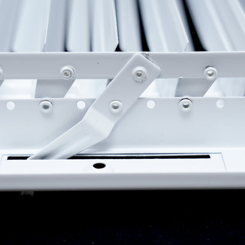 14 x 6-inch White Steel flat stamped supply register, damper mechanism detail