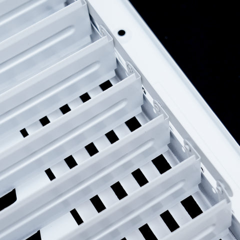 14 x 6-inch White Steel flat stamped supply register, damper blade detail