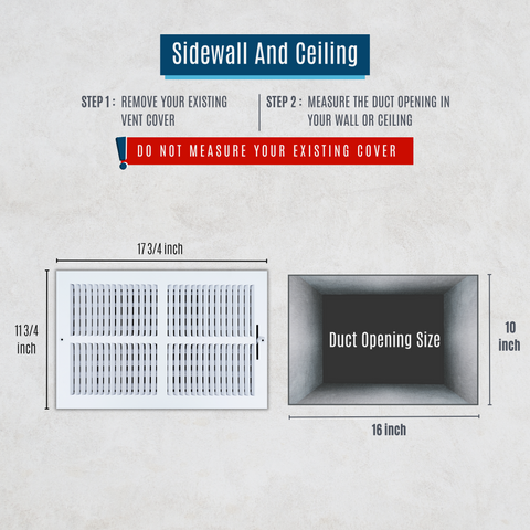16 X 10 Duct Opening | 2 WAY Steel Air Supply Diffuser for Sidewall and Ceiling