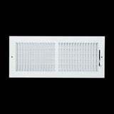 16x6 2-Way White Steel Air Supply Register, Directional Register Vent Cover for Sidewall Or Ceiling
