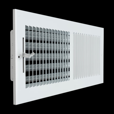 16 x 6-inch White Steel flat stamped supply register, angled view