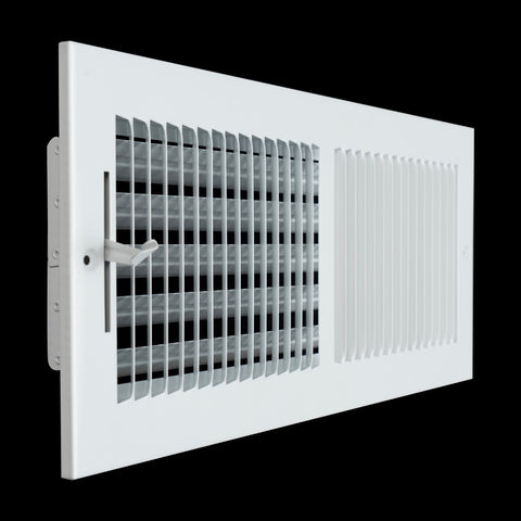 16x6 Duct Opening | 2 WAY Steel Air Supply Diffuser for Sidewall and Ceiling | White | Outer Dimension: 17-3/4"W X 7-3/4"H