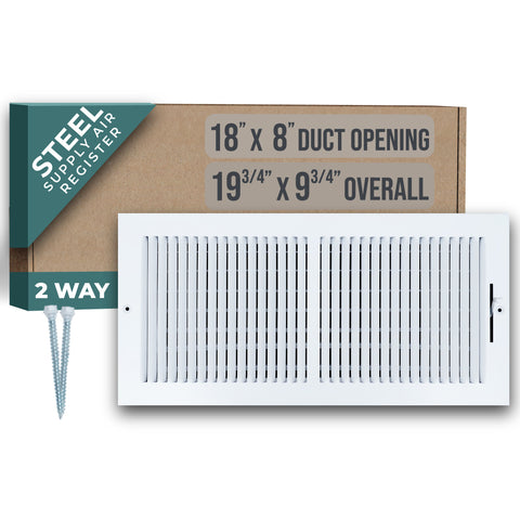 18 X 8 Duct Opening | 2 WAY Steel Air Supply Diffuser for Sidewall and Ceiling
