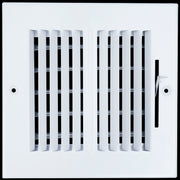 6 x 6-inch White Steel flat stamped supply register, front view