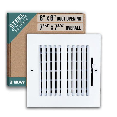 6 X 6 Duct Opening | 2 WAY Steel Air Supply Diffuser for Sidewall and Ceiling