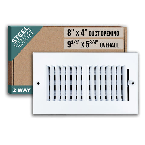 8 X 4 Duct Opening | 2 WAY Steel Air Supply Diffuser for Sidewall and Ceiling