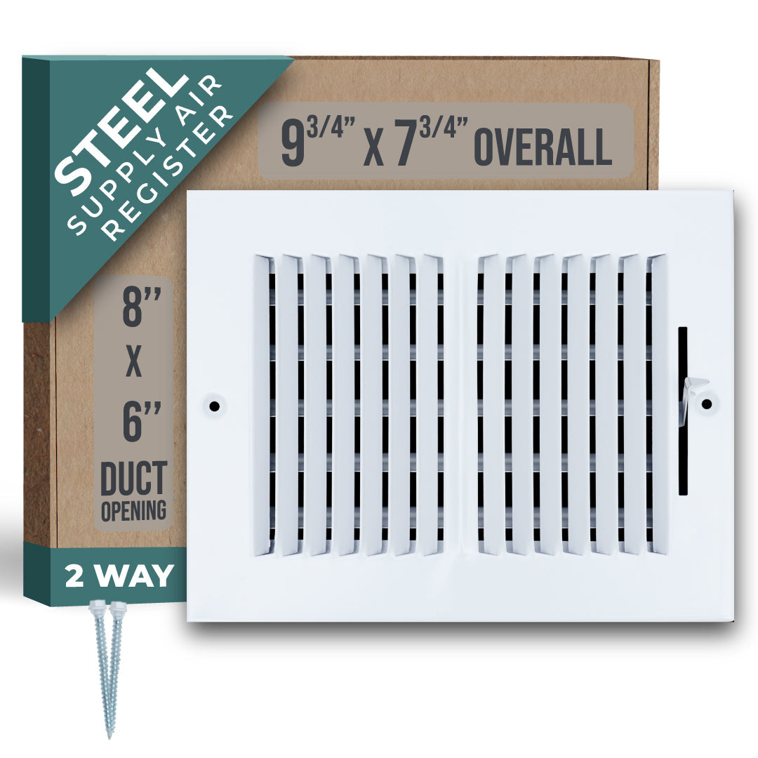 Steel Air Supply Diffuser 2 WAY | White Vent Cover Grille for Sidewall and Ceiling
