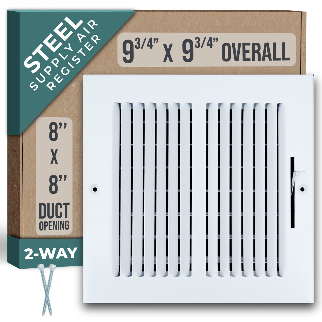 Steel Air Supply Diffuser 2 WAY | White Vent Cover Grille for Sidewall and Ceiling