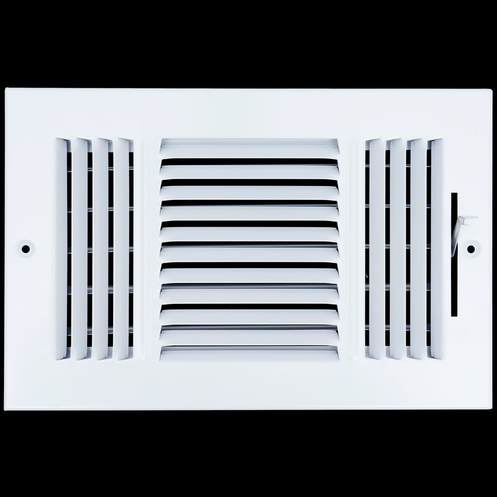 10 X 6 Duct Opening | 3 WAY Steel Air Supply Diffuser for Sidewall and Ceiling