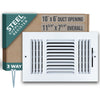 10 X 6 Duct Opening | 3 WAY Steel Air Supply Diffuser for Sidewall and Ceiling