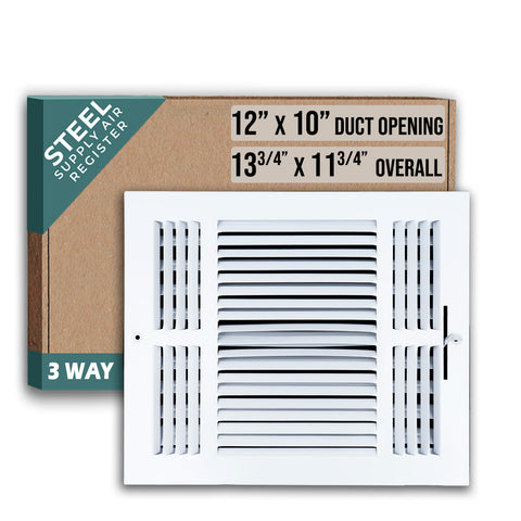 12 X 10 Duct Opening | 3 WAY Steel Air Supply Diffuser for Sidewall and Ceiling