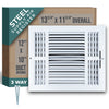 Steel Air Supply Diffuser 3 WAY | White Vent Cover Grille for Sidewall and Ceiling