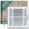 Steel Air Supply Diffuser 3 WAY | White Vent Cover Grille for Sidewall and Ceiling