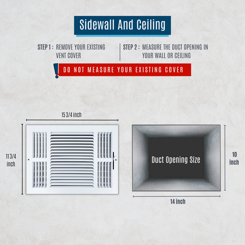 14 X 10 Duct Opening | 3 WAY Steel Air Supply Diffuser for Sidewall and Ceiling