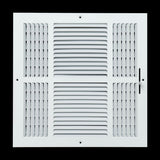 14x14 3-Way White Steel Air Supply Register, Directional Register Vent Cover for Sidewall Or Ceiling