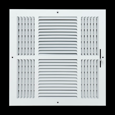 Fits 14x14 Duct Opening 3 WAY Steel Air Supply Diffuser by Handua | Register Vent Cover Grille for Sidewall and Ceiling | White | Outer Dimensions: 15.75" X 15.75"