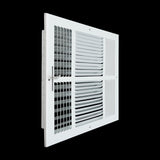 14x14 Duct Opening | 3 WAY Steel Air Supply Diffuser for Sidewall and Ceiling | White | Outer Dimension: 15-3/4"W X 15-3/4"H
